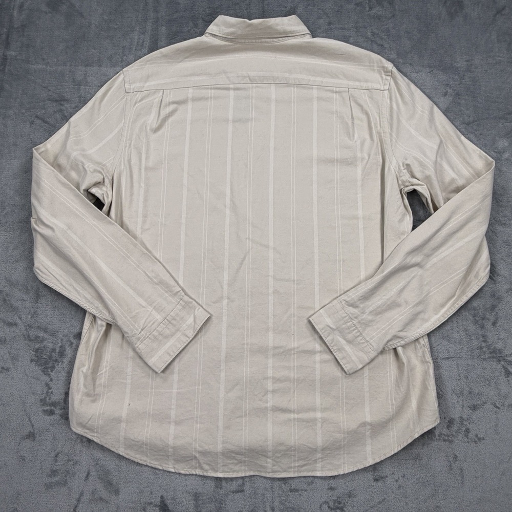 Express Mens Large Button Down Shirt Cream Stripe Long Sleeve NWT $68 Retail